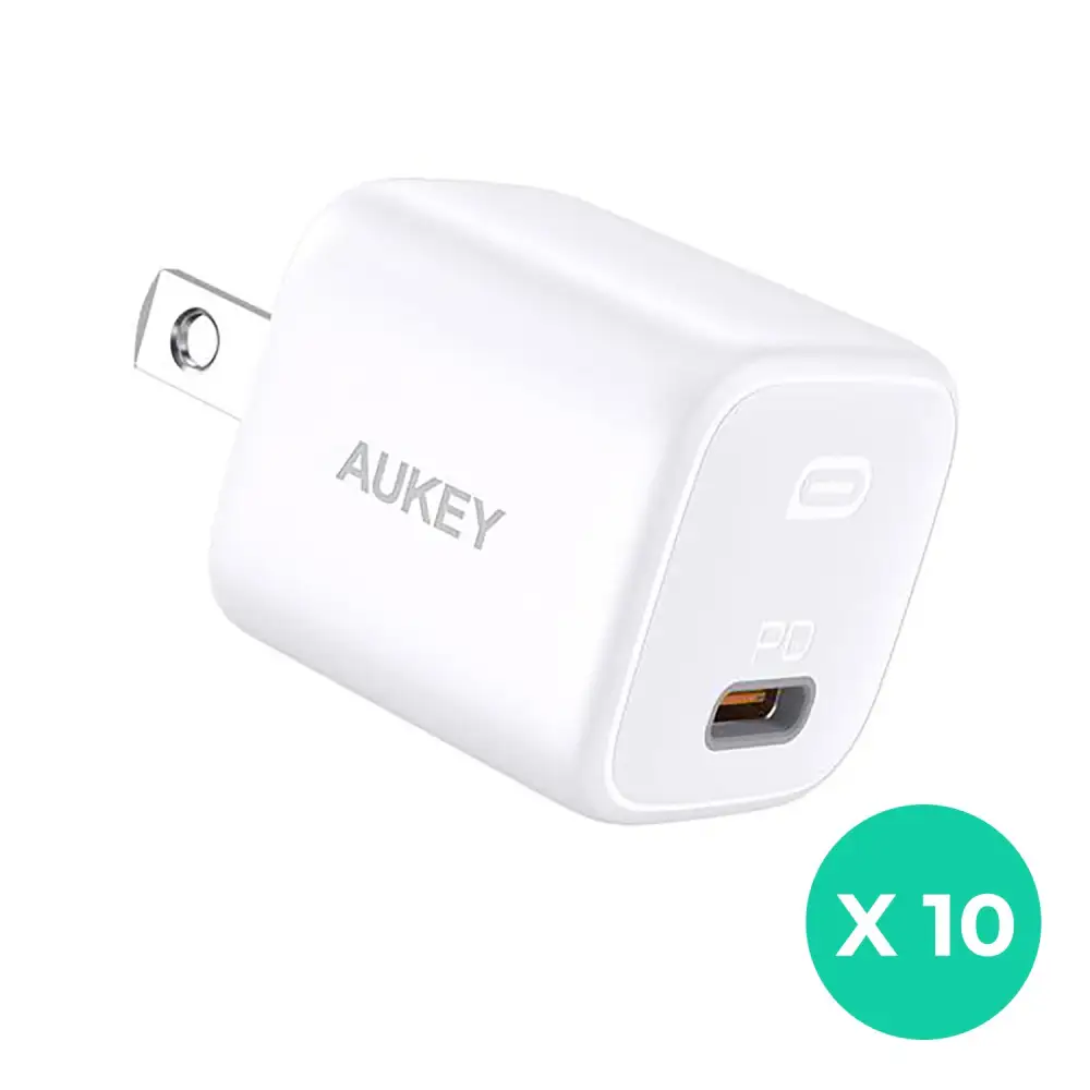 AUKEY PA-B1 Omnia Mini 20W USB C PD Charger White 10-Pack Value Bundle