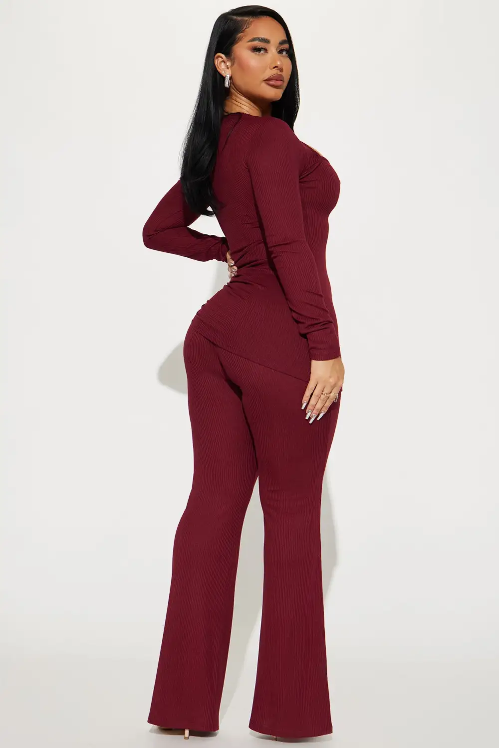 Legally Casual Pant Set - Burgundy