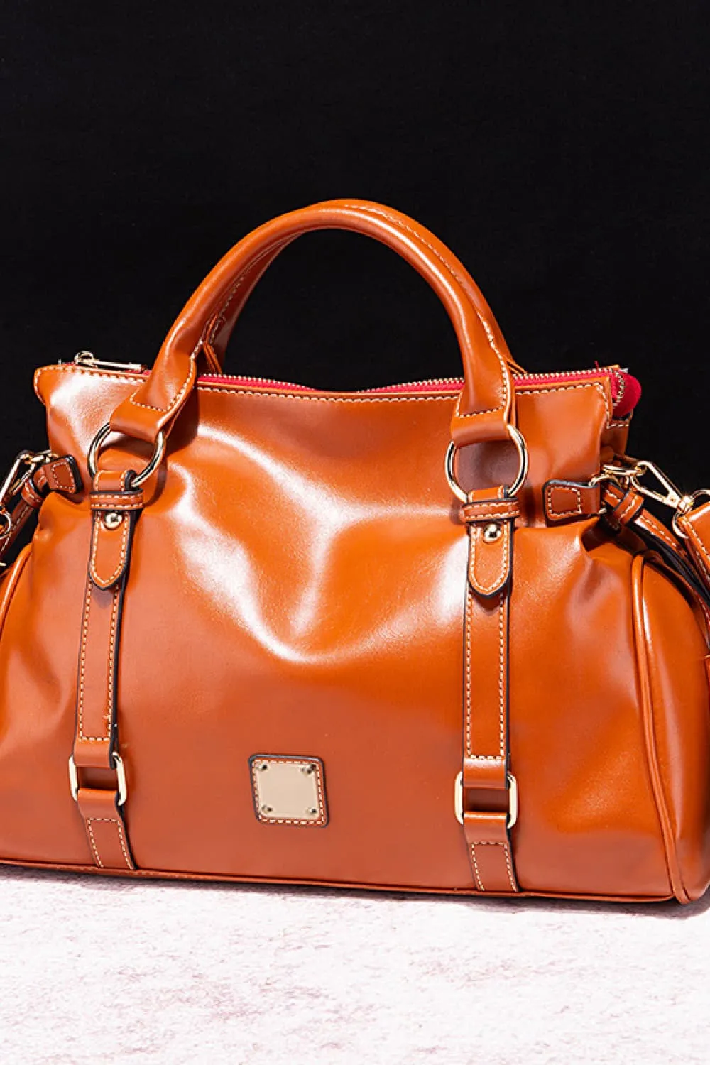 Tassel Accent Faux Leather Handbag