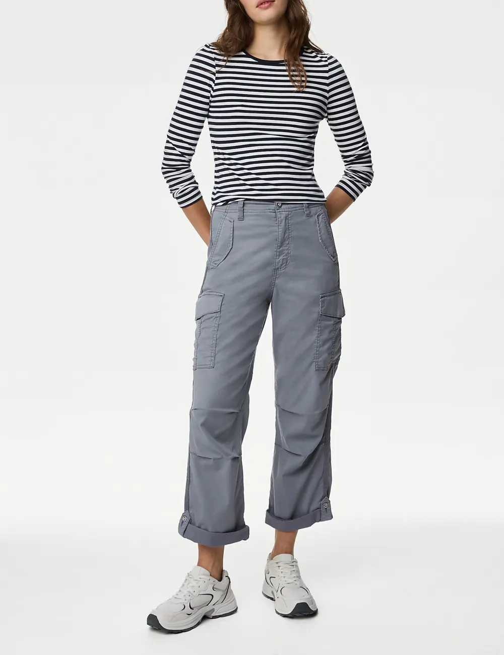 Rich Cargo Tea Dyed Cropped Trousers