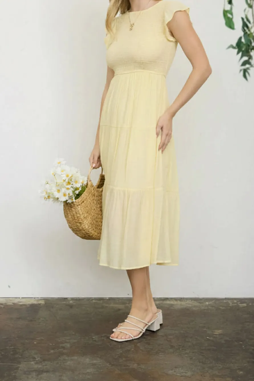 Airy Ruffle Midi Dress