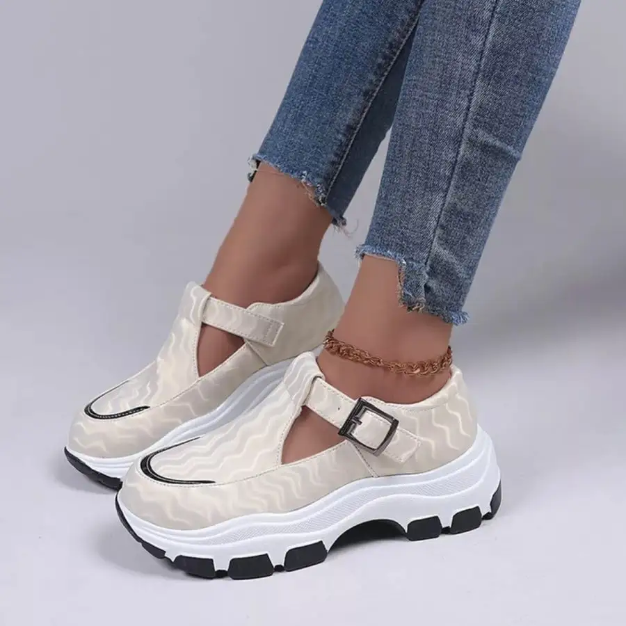 Lightweight Round Toe Platform Sneakers