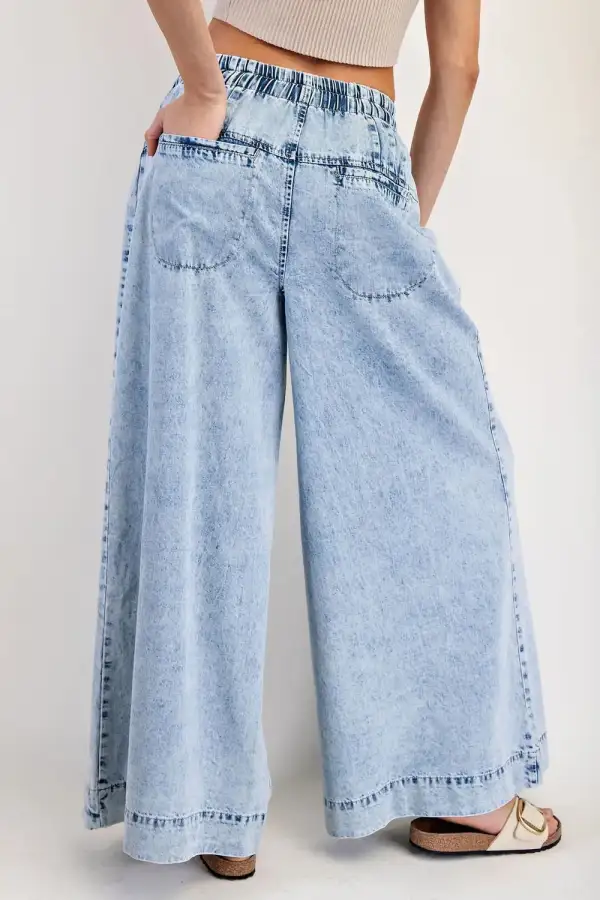 Wide Leg Denim Trousers