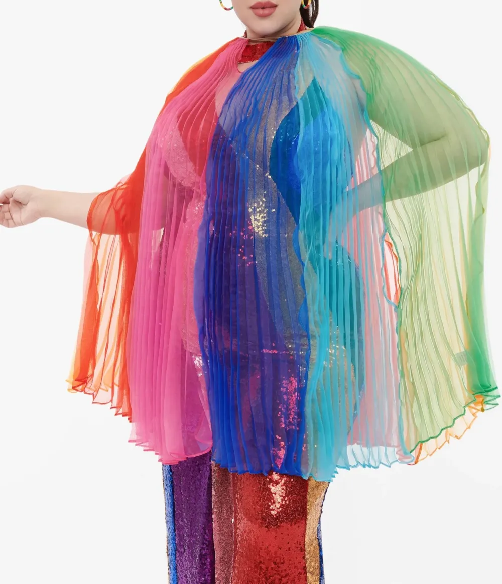 Smak Parlour 1960s Rainbow Stripe Pleated Cape