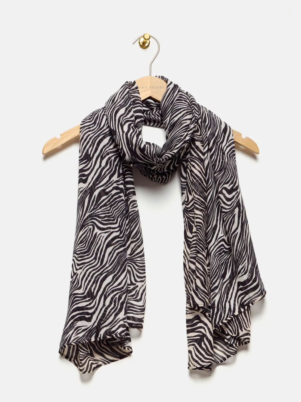 Mint Velvet Cream Zebra Print Lightweight Scarf