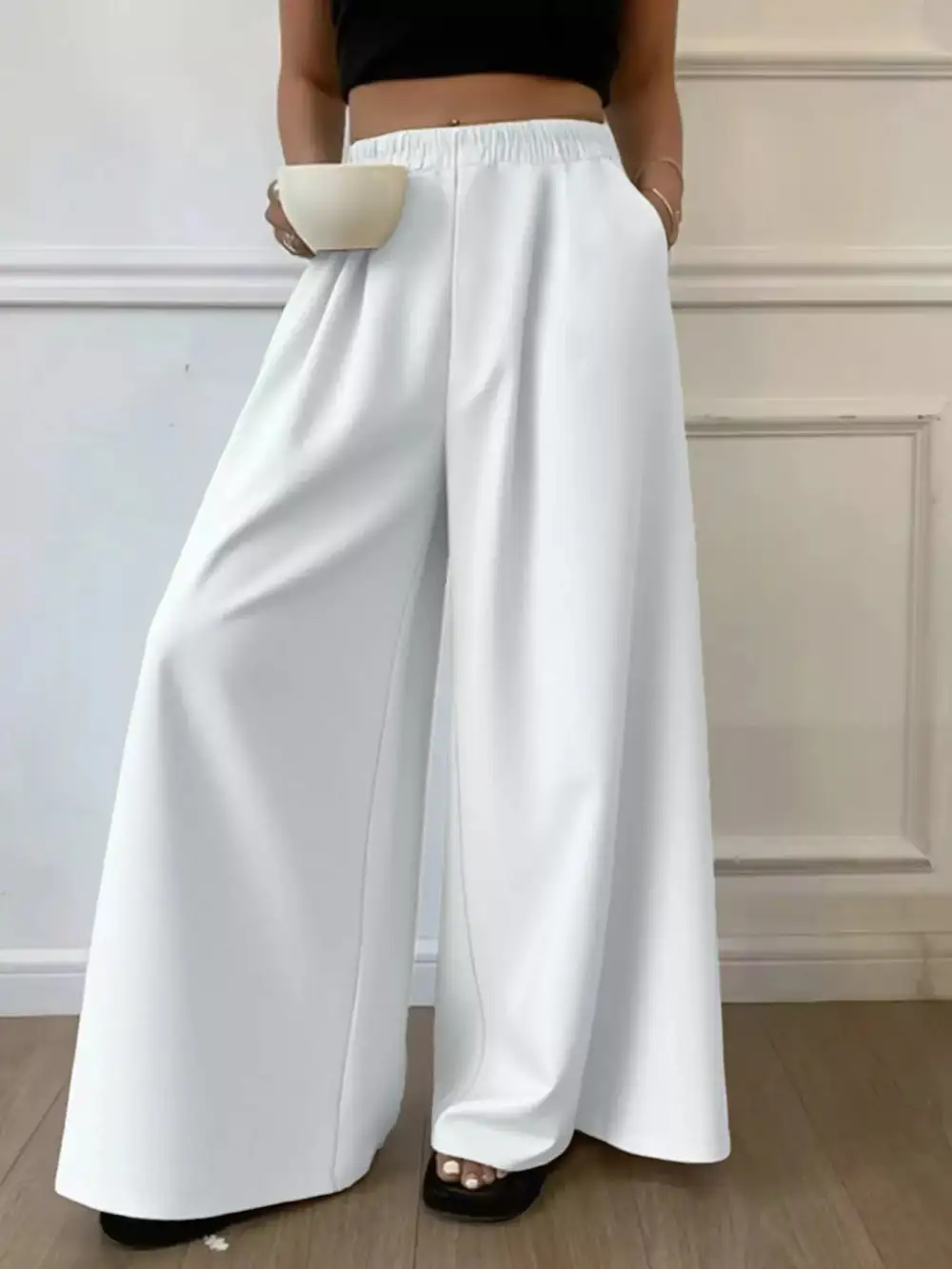 Everyday Elastic Waist Wide Leg Pants