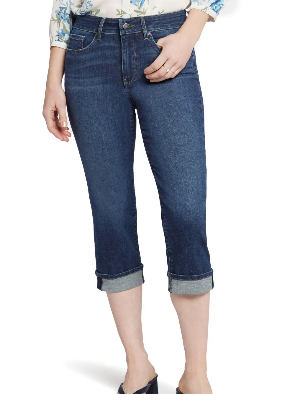 Cuffed Crop Straight Leg Jeans