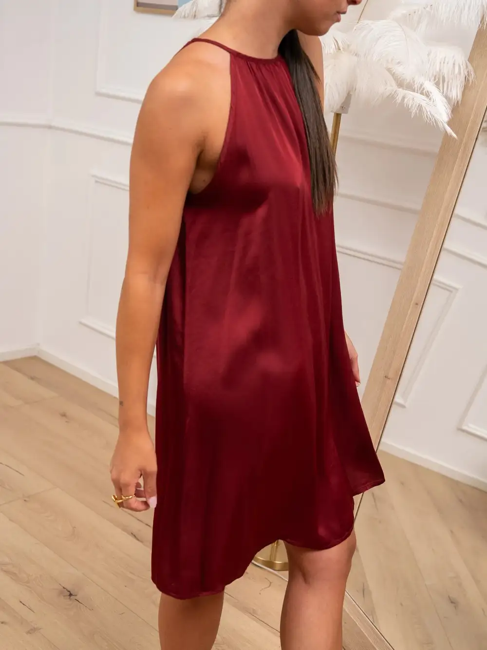 Gingham A Line Strappy Viscose Dress