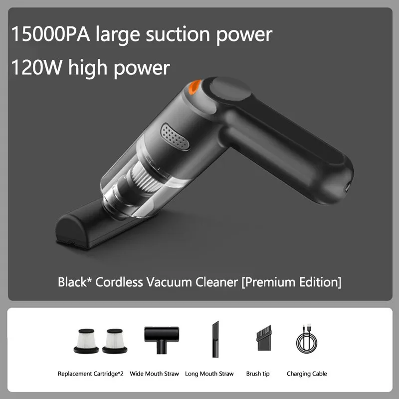 Cordless car vacuum cleaner -10000Pa suction, lightweight, long battery life!