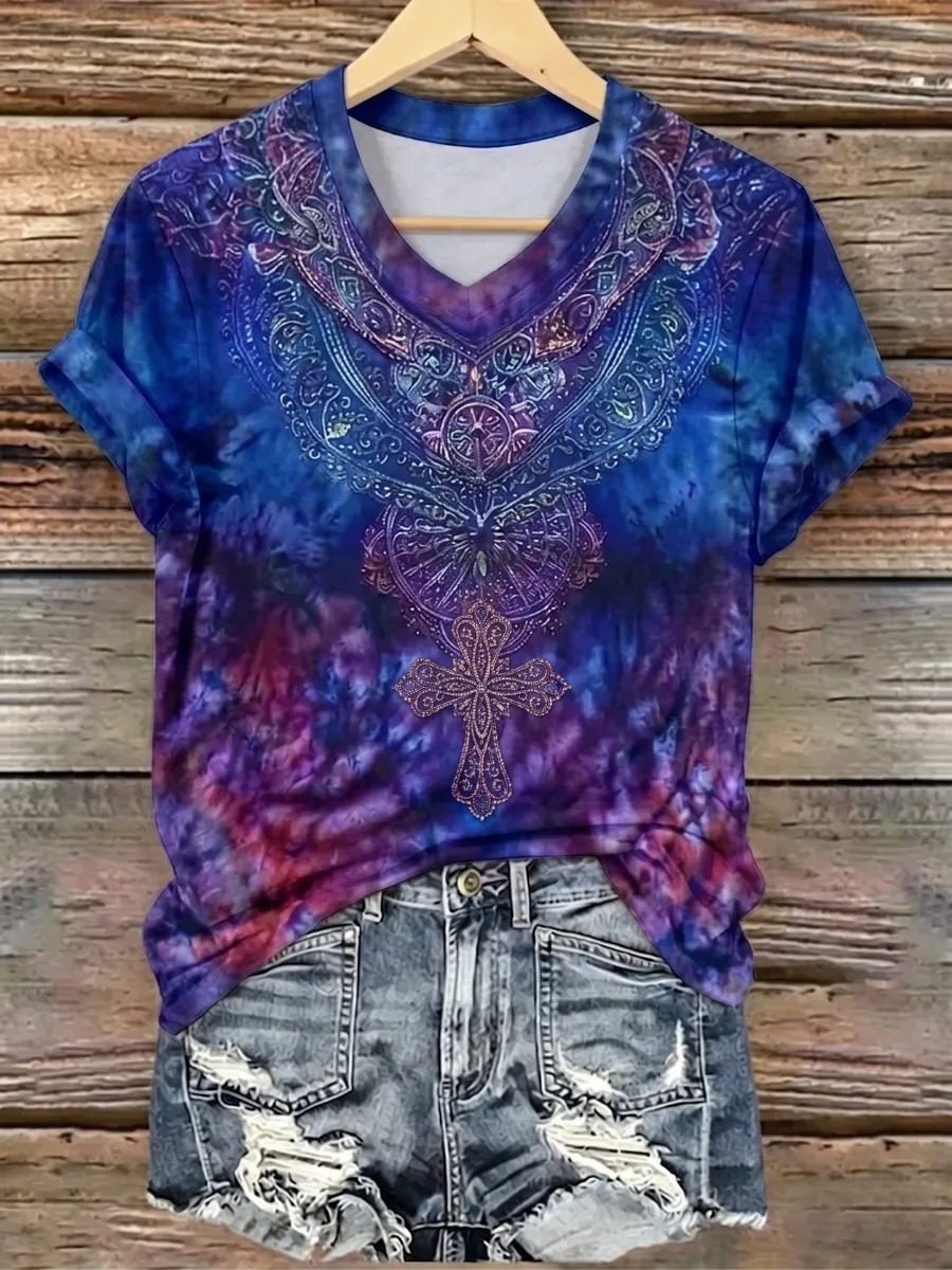 Women'S Casual Retro Western Faith T-Shirt