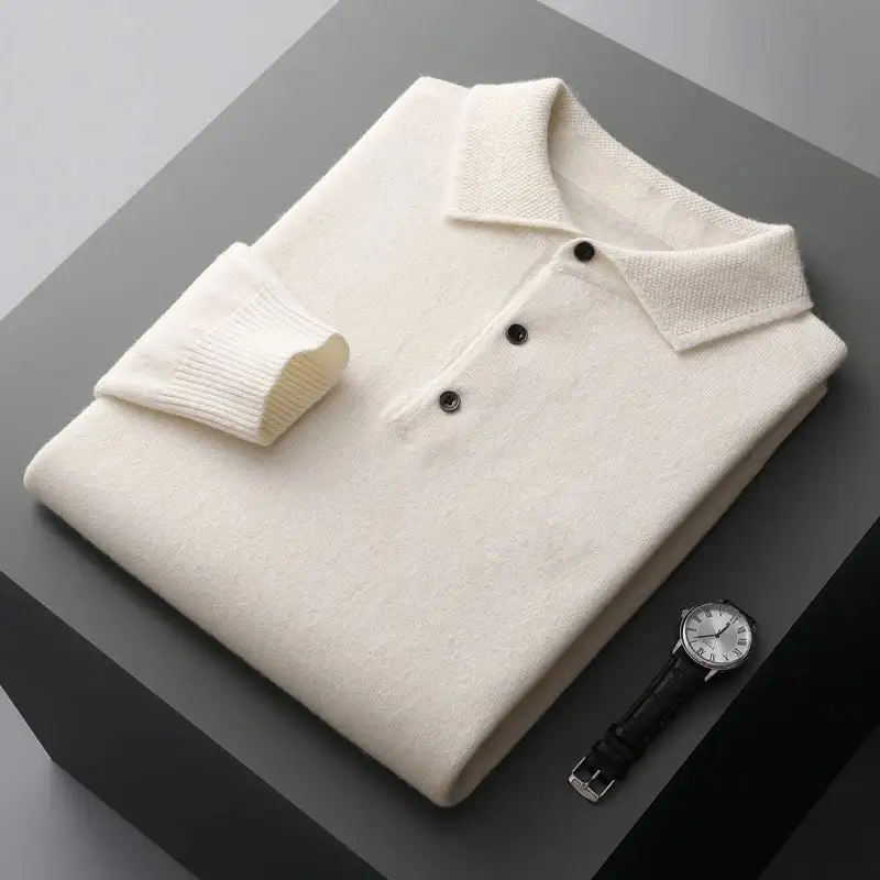 Wool Blend Long Sleeve Polo