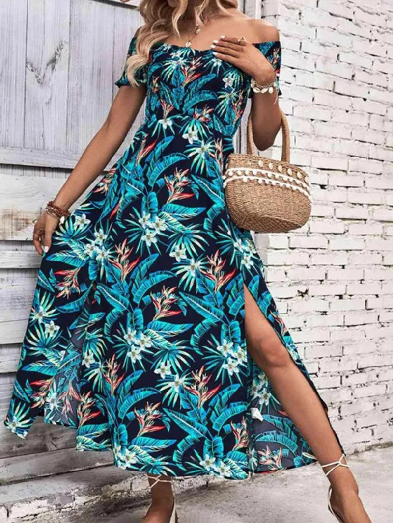 Women's Off Shoulder Split Dress