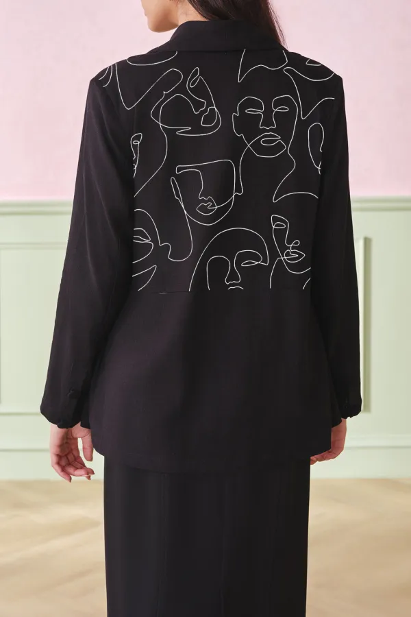 Black Viscose Casual Style Jacket