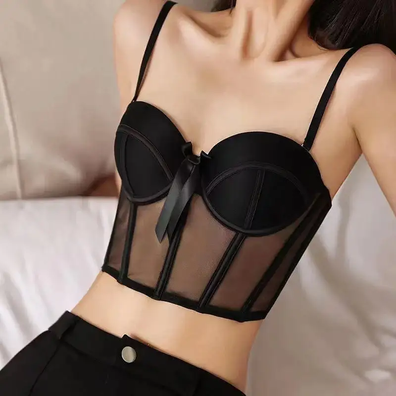 Delicate Mesh Corset-Style Bra