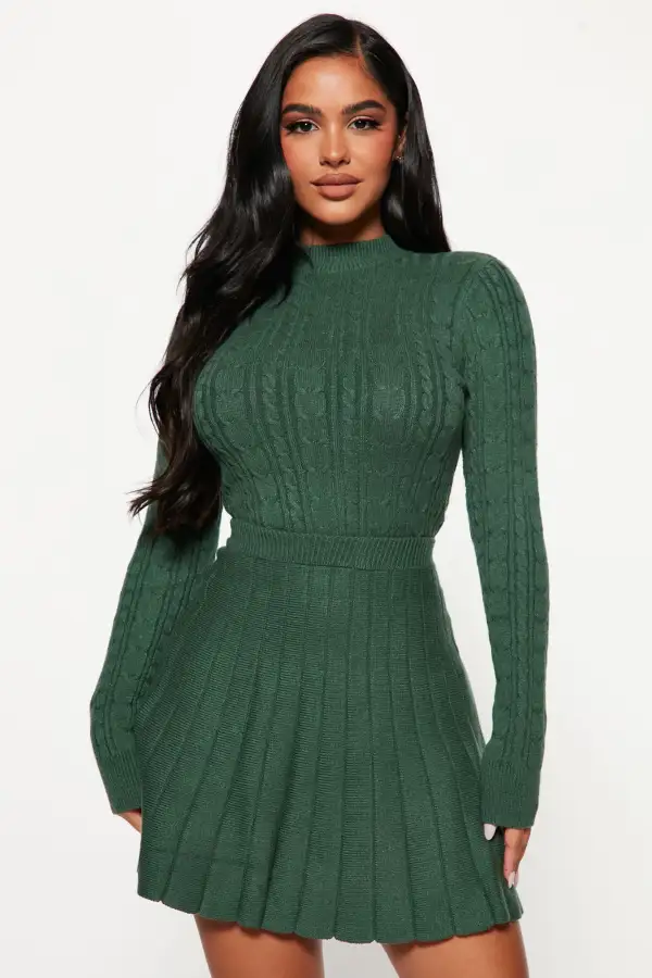 Selene Sweater Skirt Set - Hunter