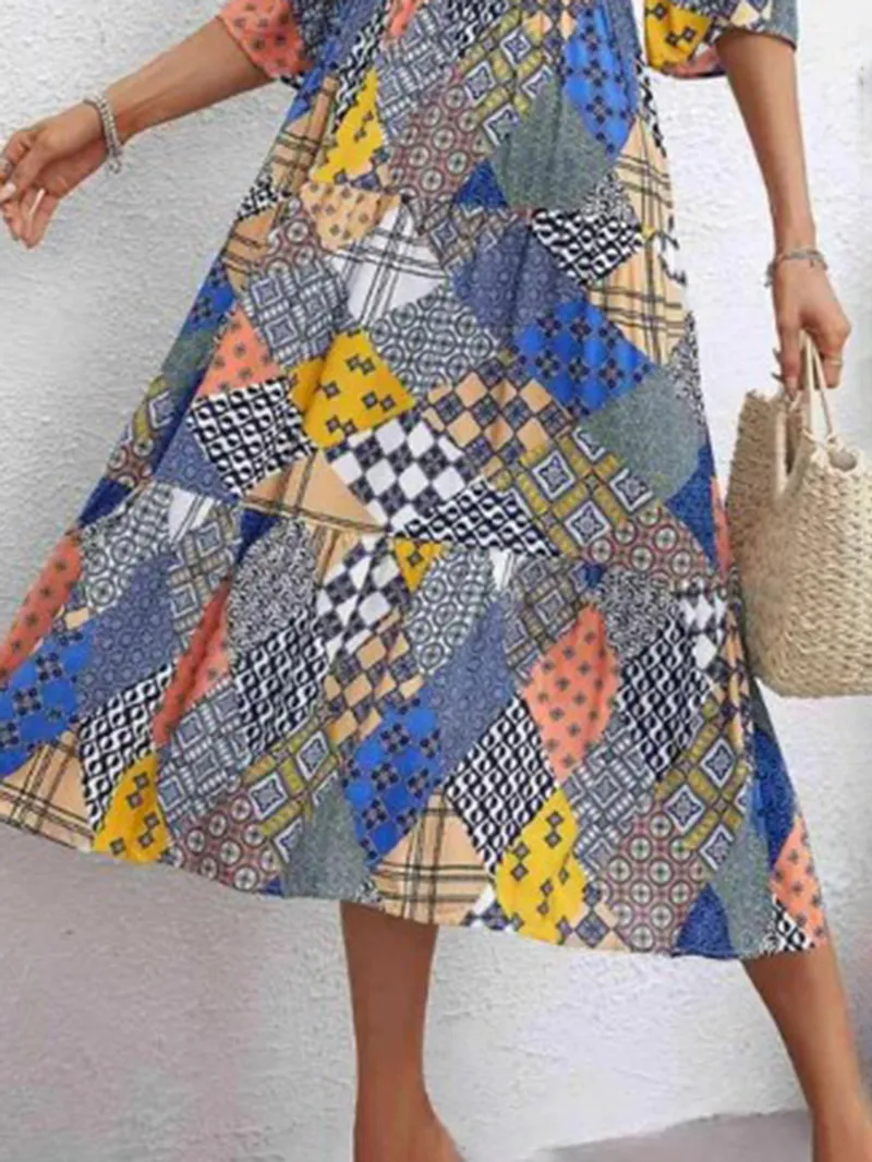 Women's geometric pattern printed dress