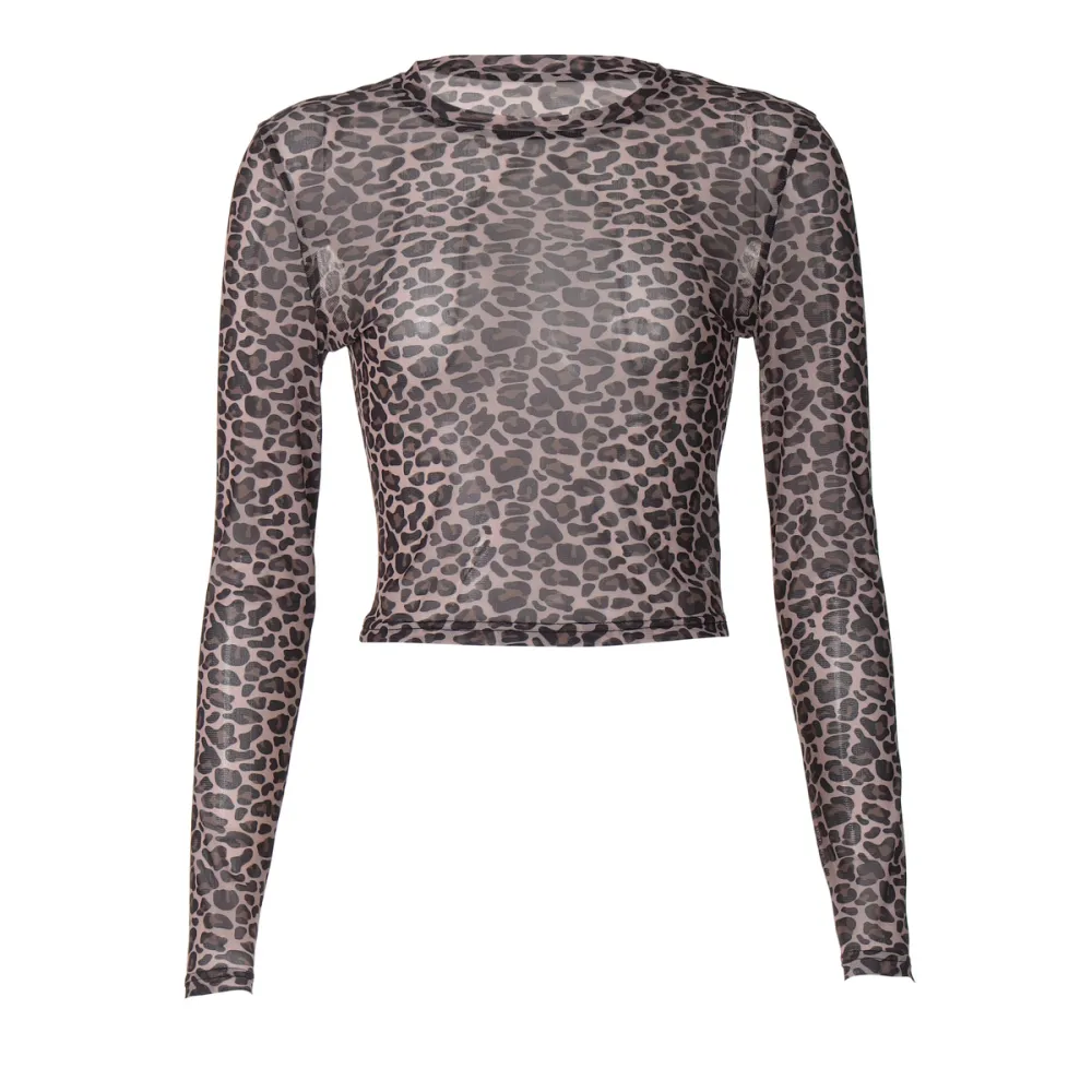 Leopard Mesh Long Sleeve Tee