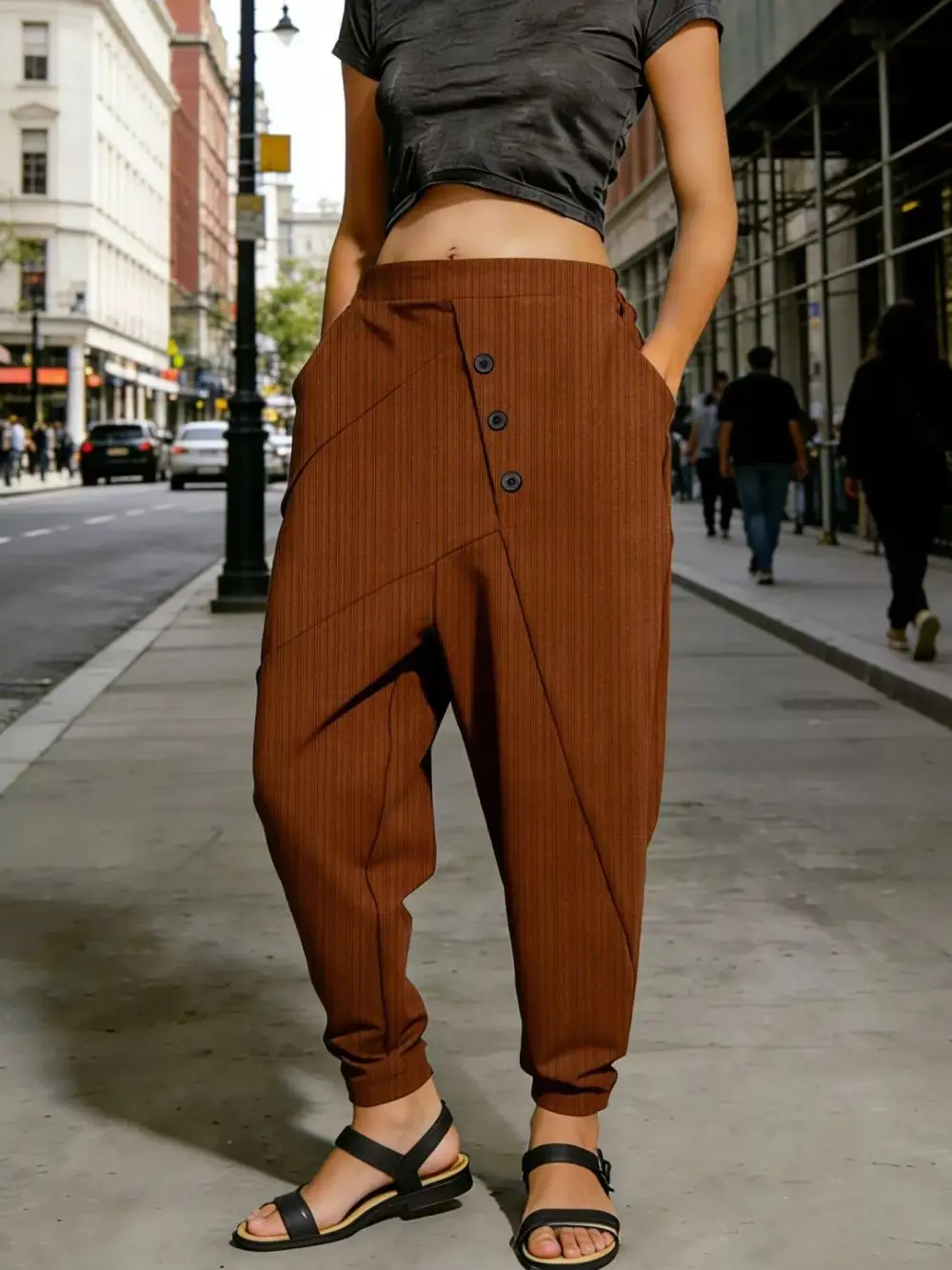 Everyday Casual Elastic Waist Harem Pants