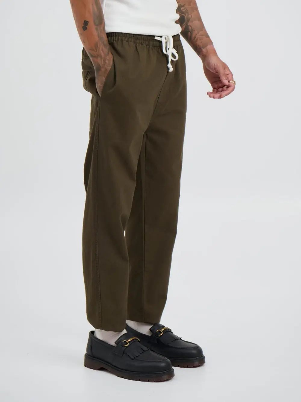 Simple And Comfortable Slim Olive Green Pant