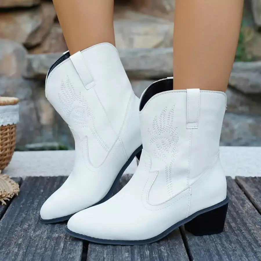 Point Toe Block Heels Boots