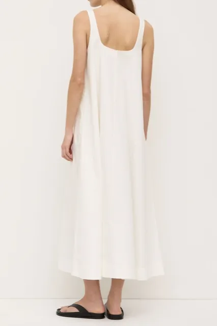 White Cotton Scoop-Neck Maxi Dress