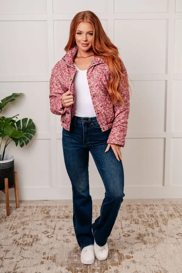 Ana® | Floral puffer jacket in rose multi