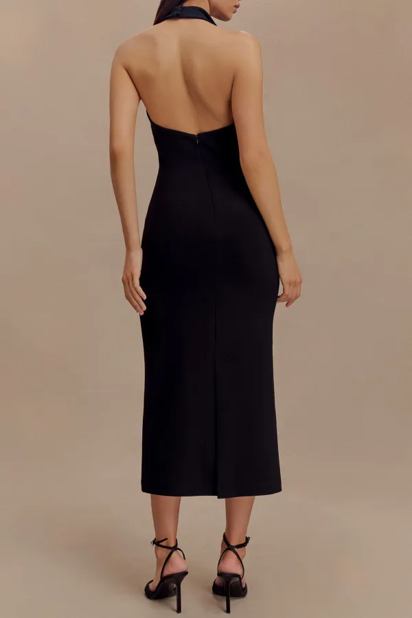 Crepe Halter Midi Dress