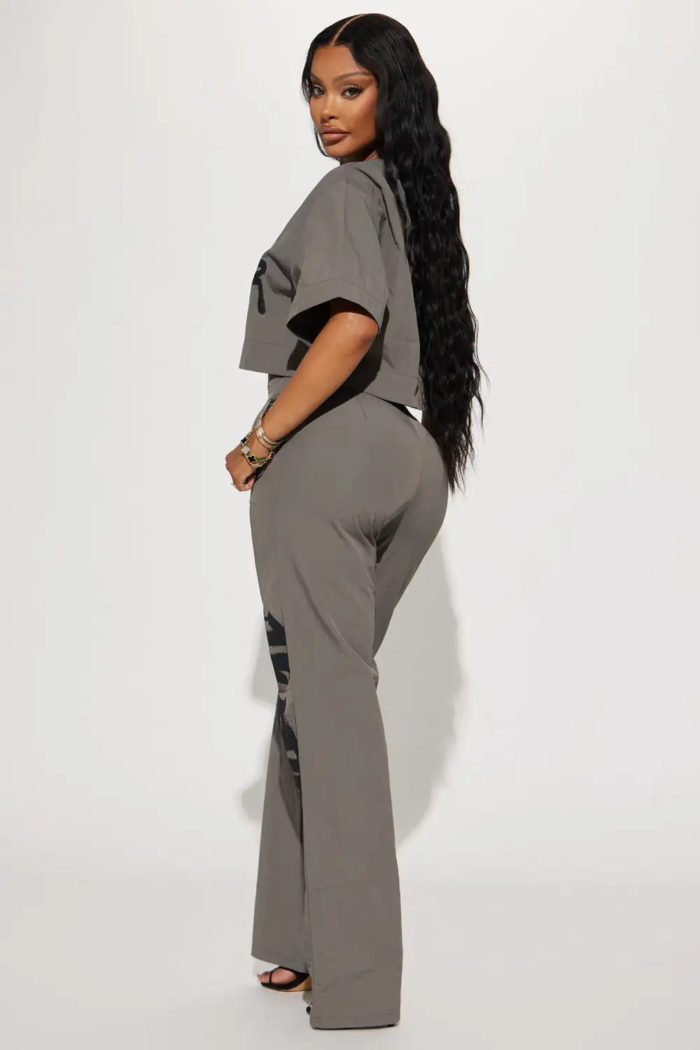 Time To Hustle Windbreaker Pant Set - Grey