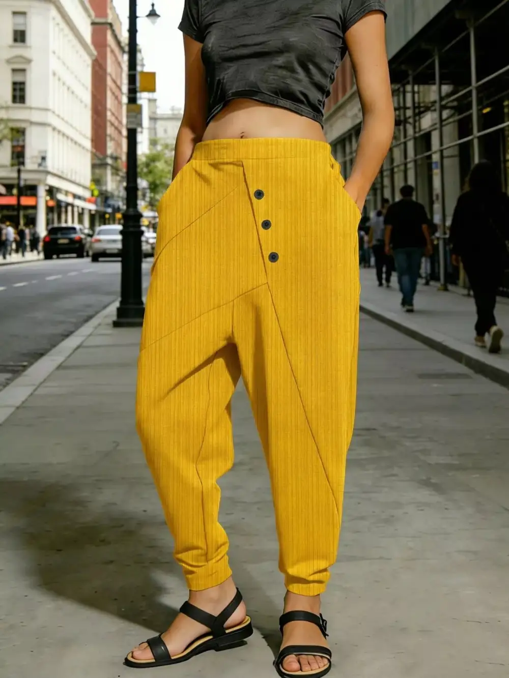 Everyday Casual Elastic Waist Harem Pants