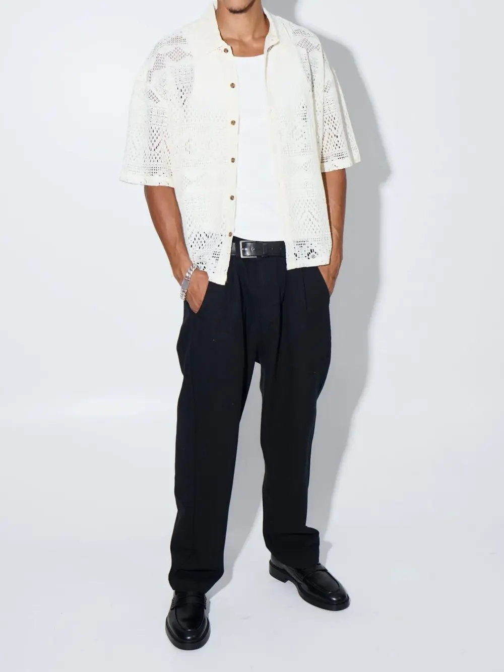 Casual Soft And Comfortable White Hollow Shirt