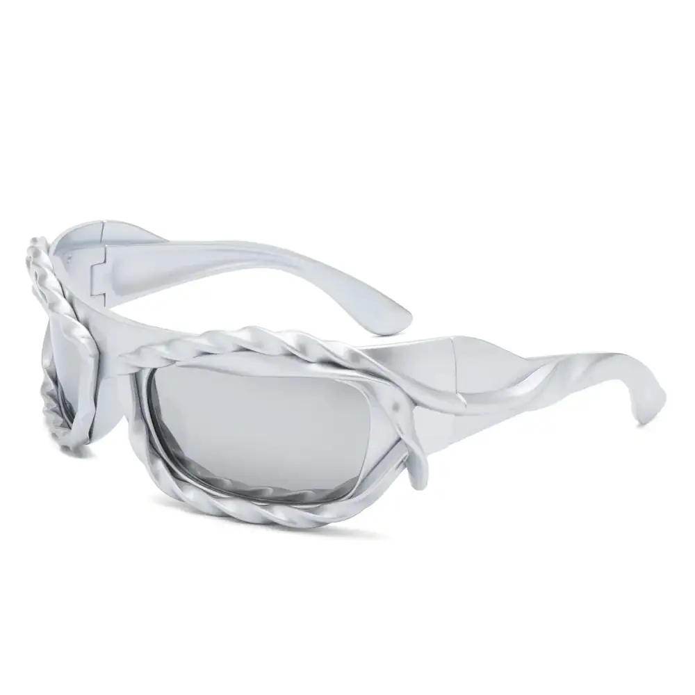 Glossy Rectangle Frame Sunglasses