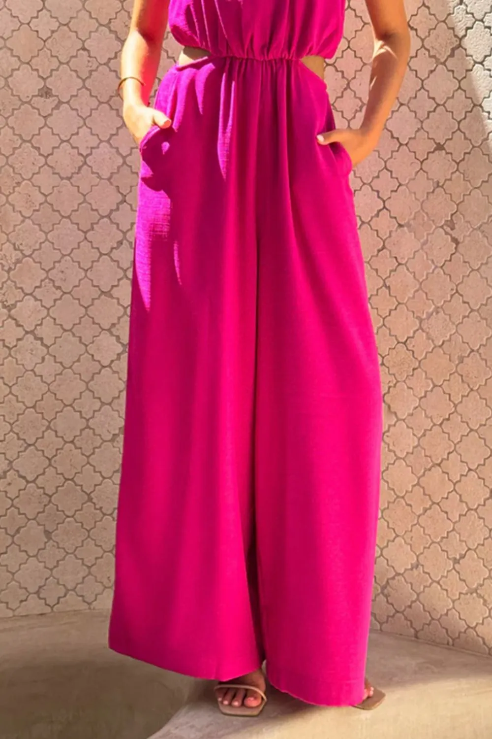 Refined Wide Leg Sleeveless Jumpsuit