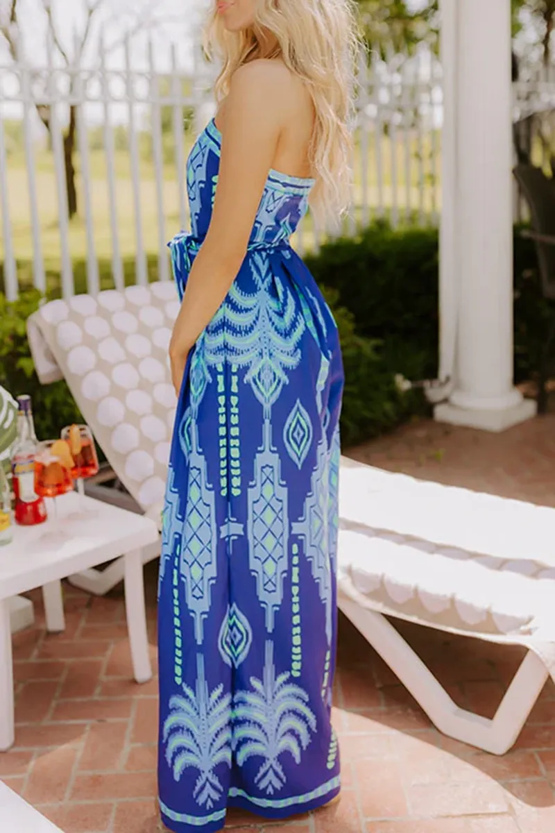 Designer Art Print Off-The-Shoulder Women's Jumpsuit