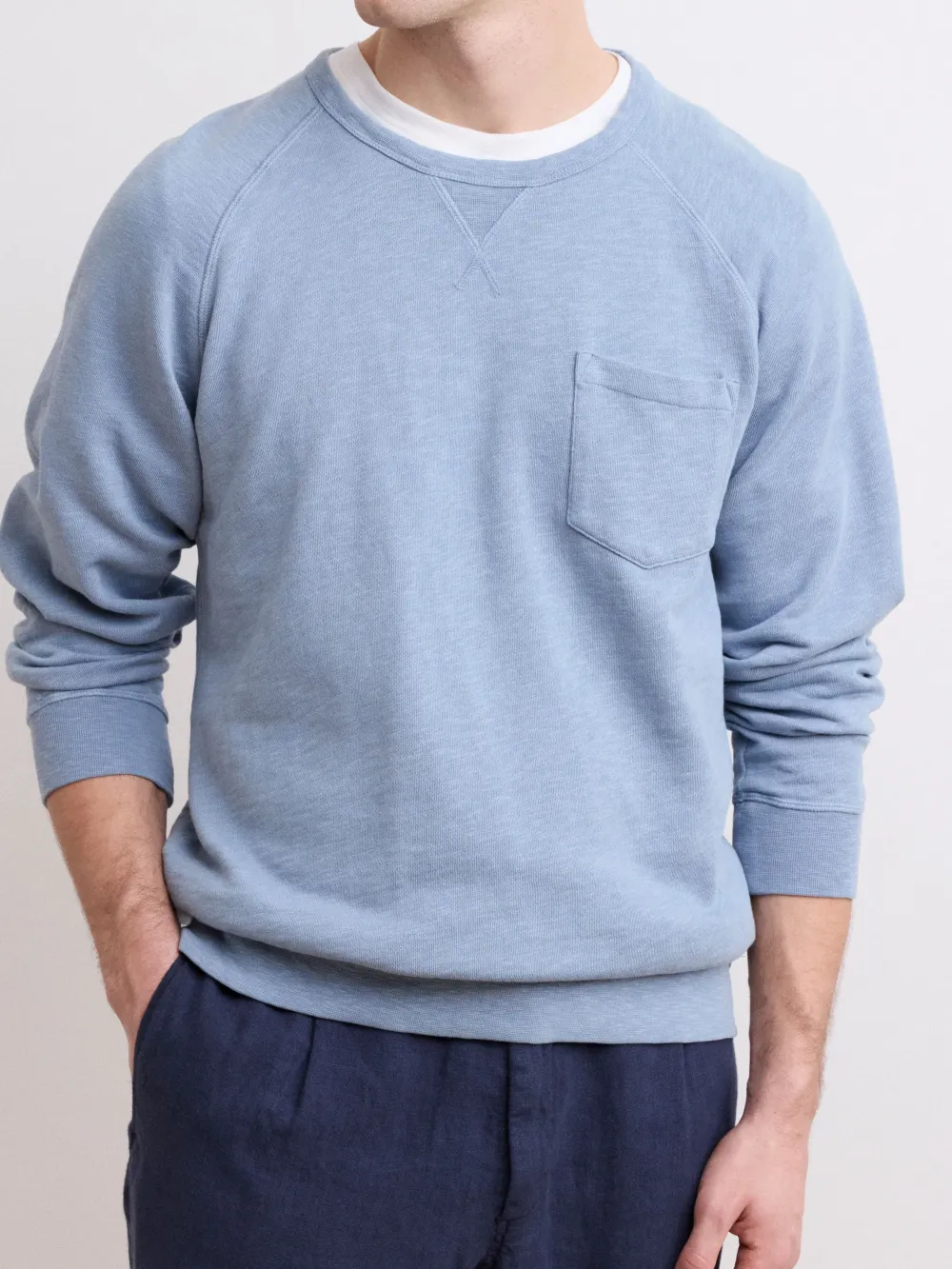 Men's Blue Crew Neck Sweater