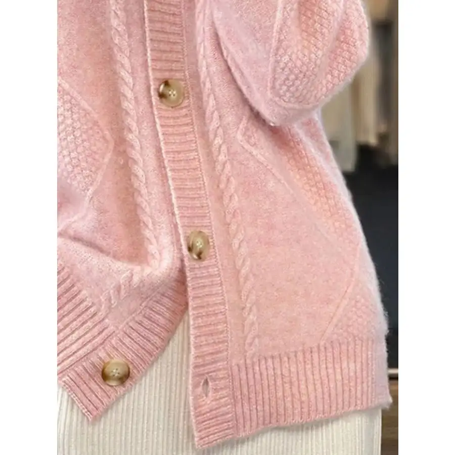Full Size Textured Knit Button Down Cardigan Plus Size