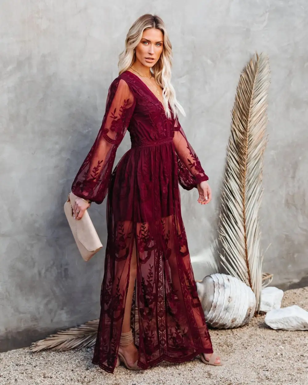 Mystical Moonlight Lace Boho Maxi Dress