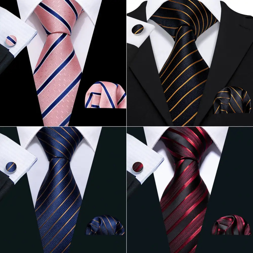 Polished Striped Silk Necktie Set