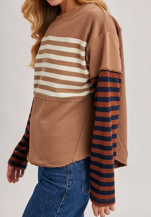 Latte Combo Striped Tee
