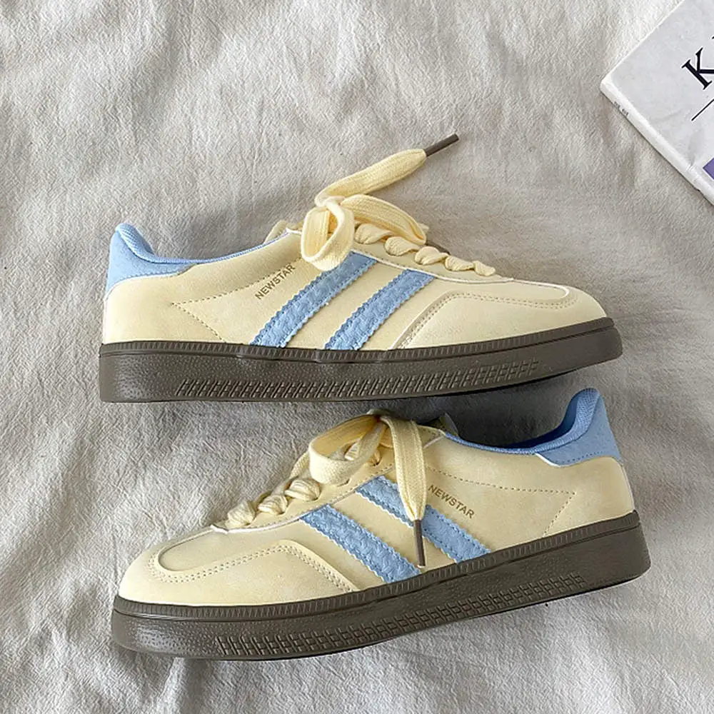 Pastel Yellow & Blue Stripe Sneakers