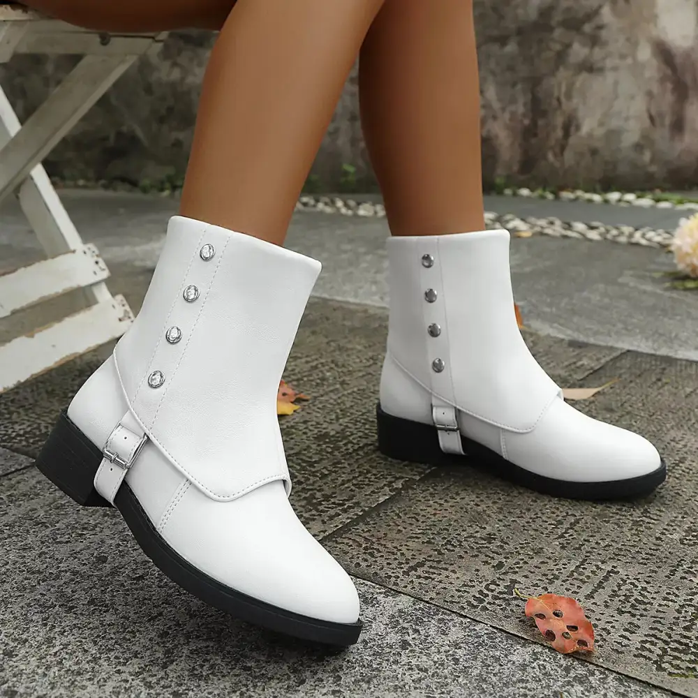 Structured Round Toe Block Heel Boots