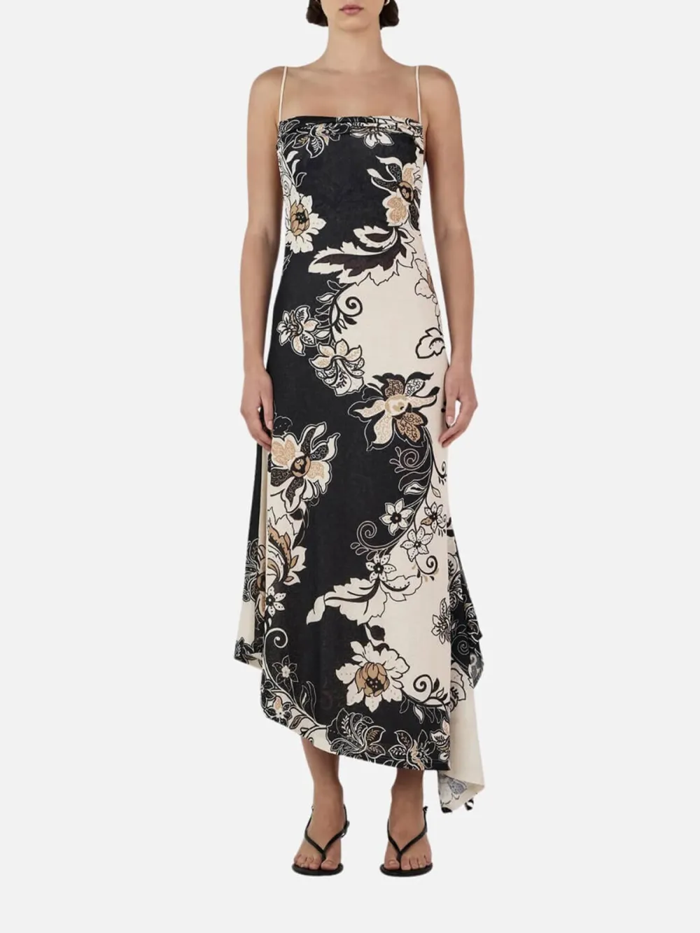 Asymmetric Hem Floral Print Dress