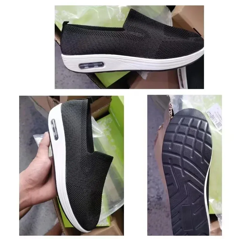 Air Cushion Slip-On Walking Shoes Platform Mesh Sneaker Sandals