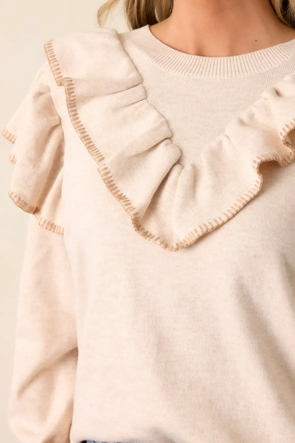 Silent Running Beige Long Sleeve Sweater Top