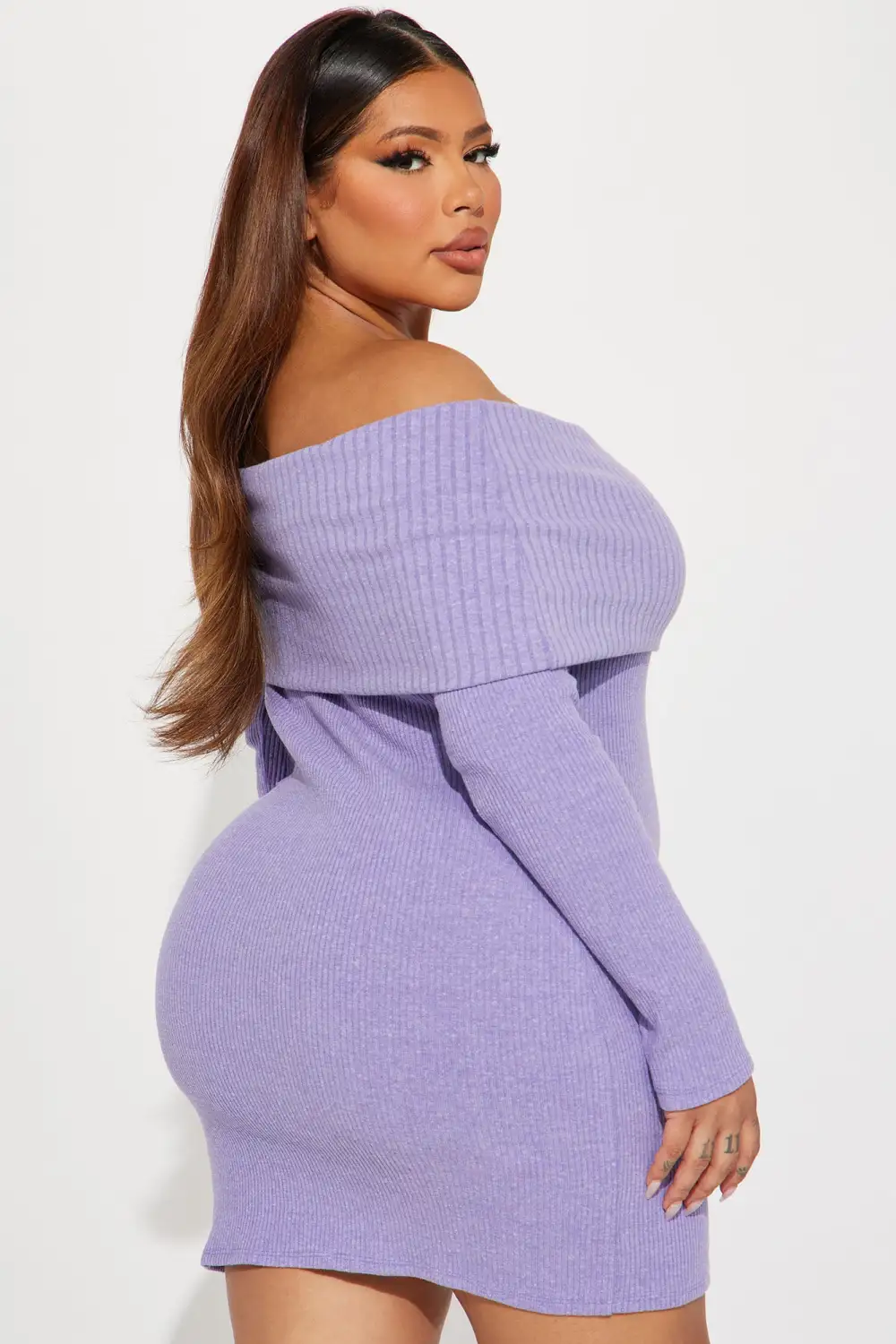 Ellie Sweater Mini Dress - Lavender