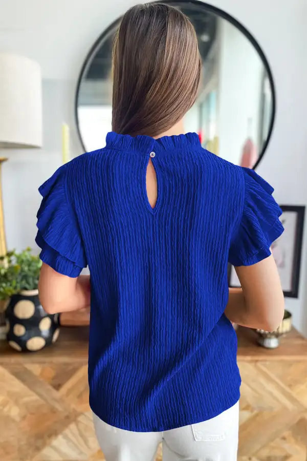 Laidback Ruffle Sleeve Short Sleeve Blouse