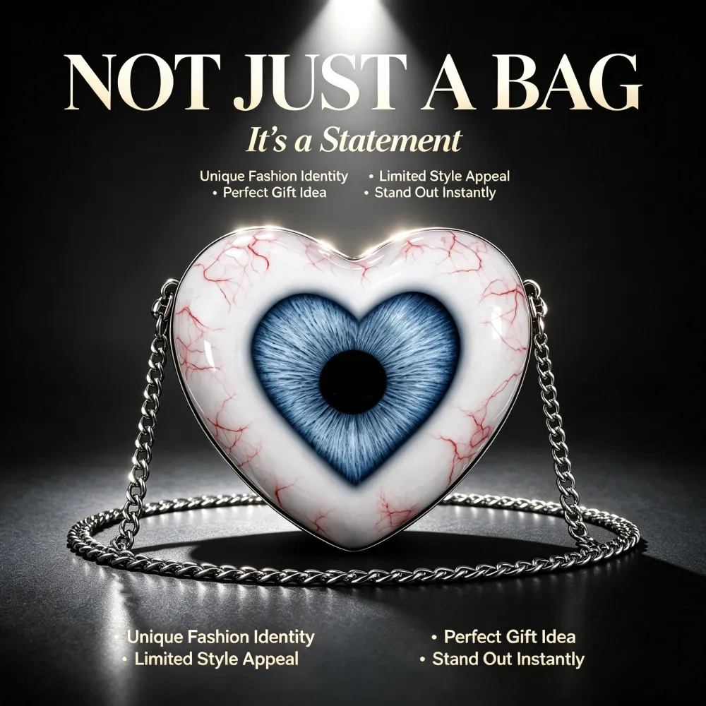 Gothic Heart Eye Statement Crossbody Bag