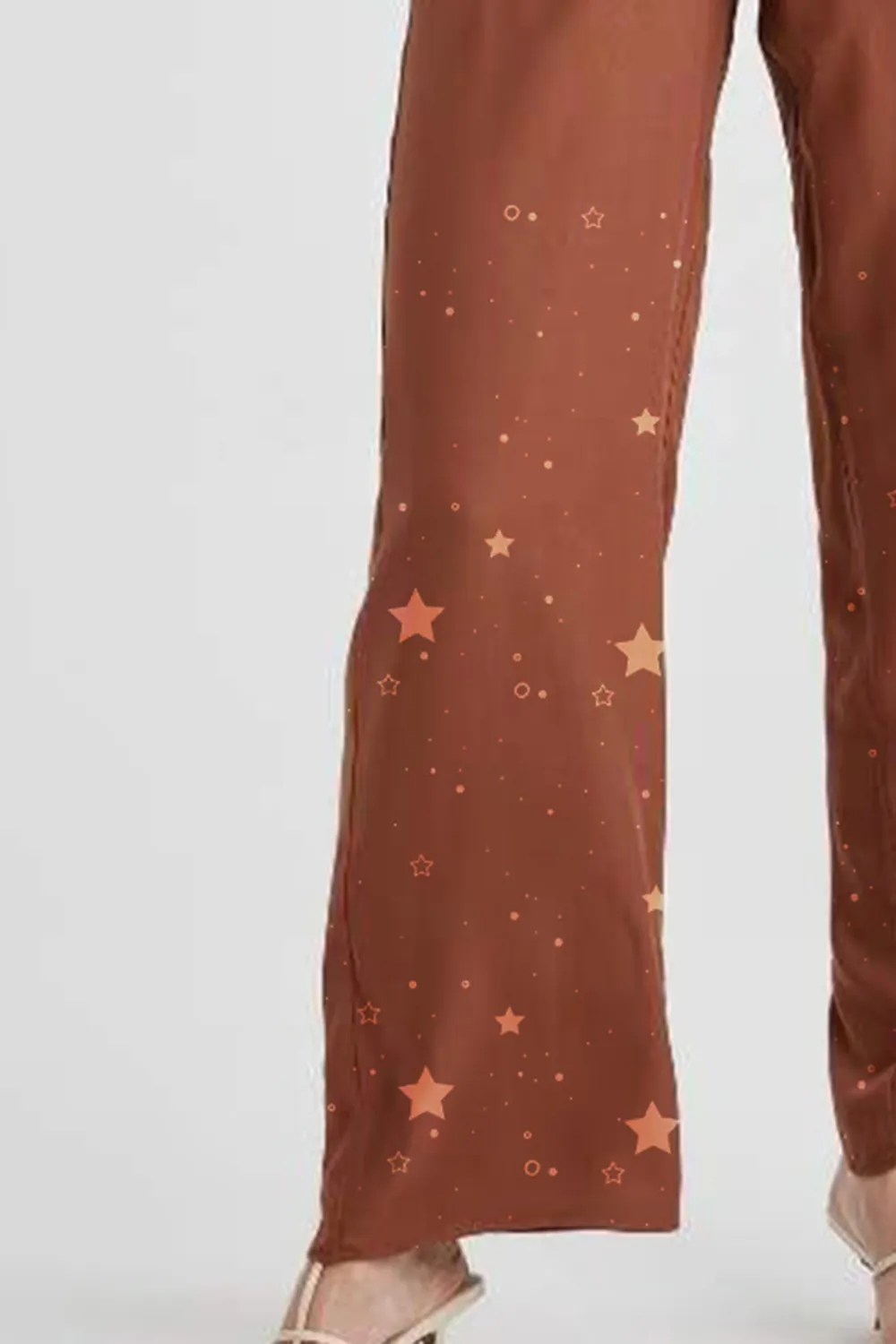 Star Print Elastic Waist Wide Leg Pants