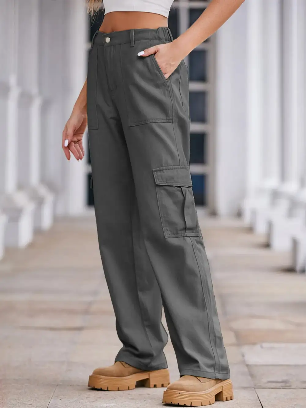 High Waist Cargo Jeans