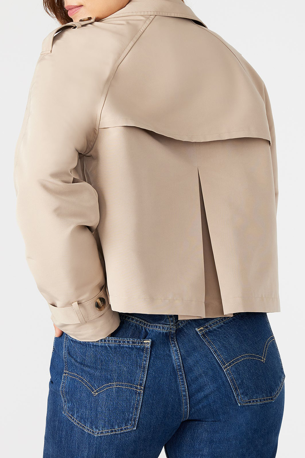 CROPPED TRENCH JACKET LIGHT GREEN