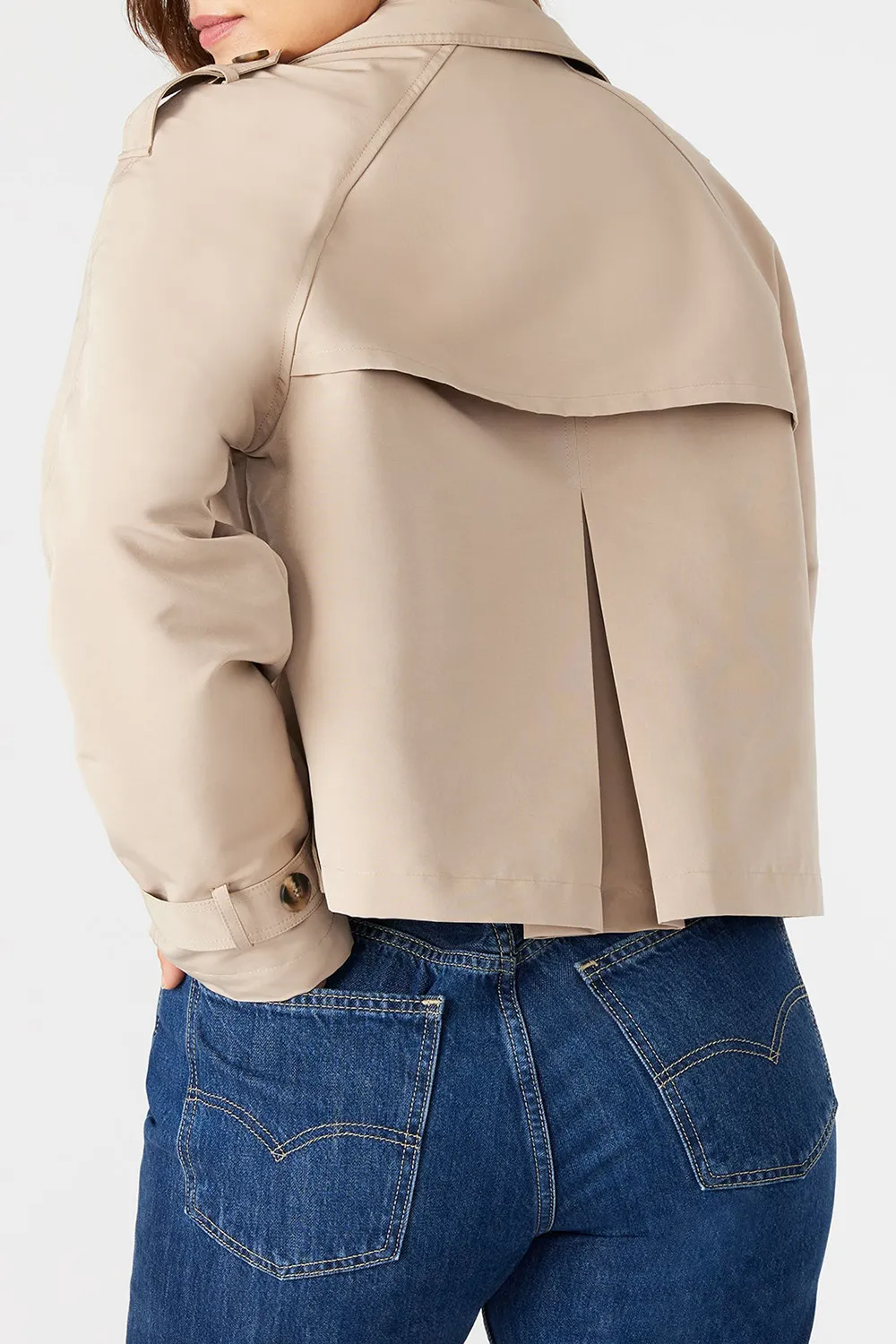 CROPPED TRENCH JACKET LIGHT GREEN